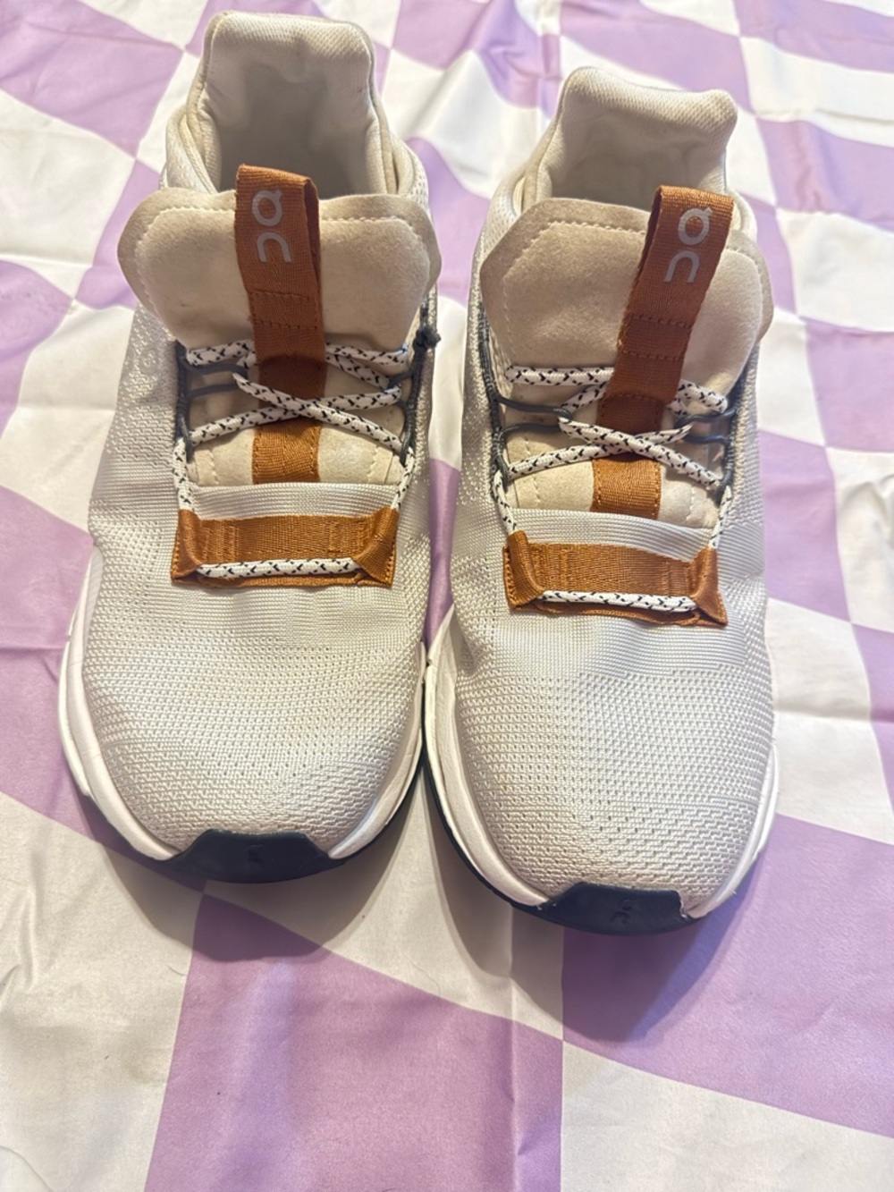 On Running White Sneakers with Tan Straps size 5.5 - Picture 2 of 11
